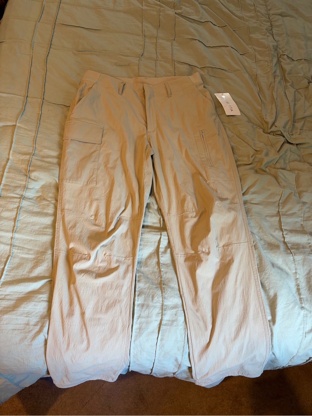Athleta Beige Cargo Pants with Zip Pockets